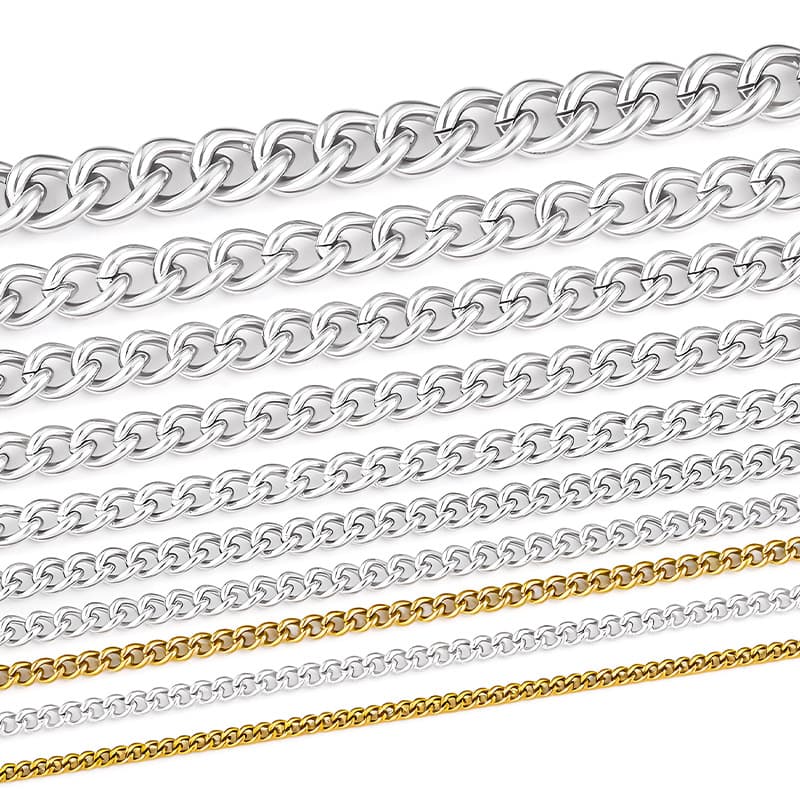 Stainless Steel Twist Chain – Polished Curb Link Chain for DIY Jewelry 5