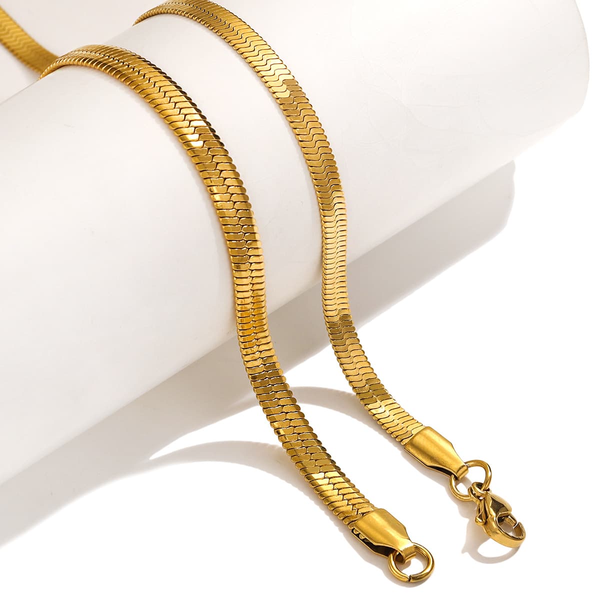 Stainless Steel Blade Snake Chain – Flat Herringbone Chain for DIY Jewelry 2