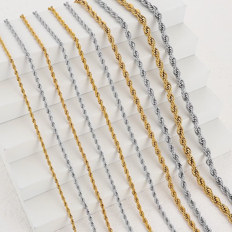 Stainless Steel Rope Chain Necklace – Twisted DIY Jewelry Chain