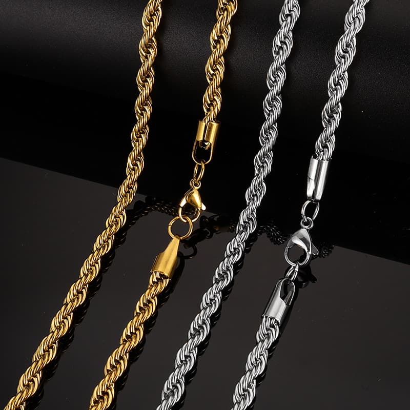 Stainless Steel Rope Chain Necklace – Twisted DIY Jewelry Chain 2
