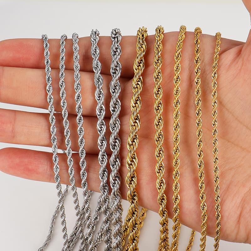 Stainless Steel Rope Chain Necklace – Twisted DIY Jewelry Chain 4
