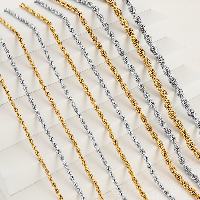 Stainless Steel Rope Chain Necklace – Twisted DIY Jewelry Chain 5