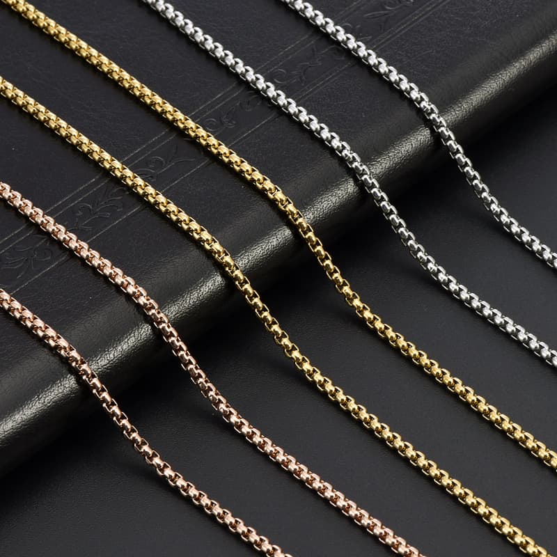 Stainless Steel Square Pearl Chain – Box Bead DIY Jewelry Chain 2
