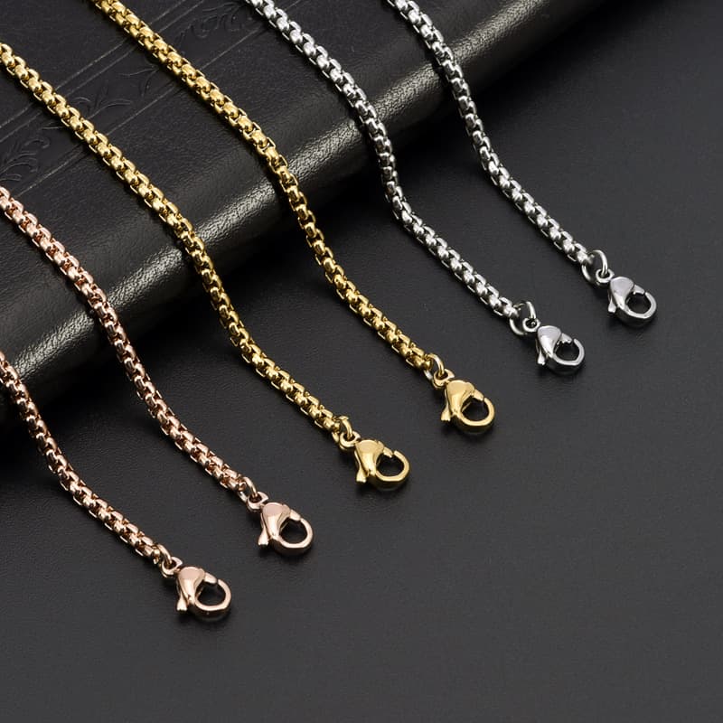 Stainless Steel Square Pearl Chain – Box Bead DIY Jewelry Chain 3