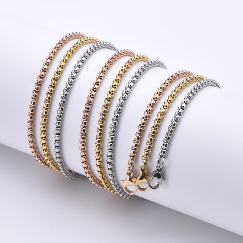 Stainless Steel Square Pearl Chain – Box Bead DIY Jewelry Chain 4