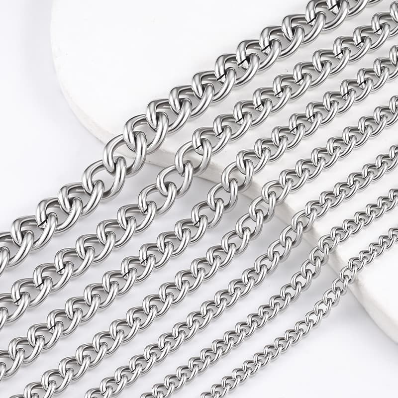 Stainless Steel Twist Chain – Polished Curb Link Chain for DIY Jewelry 2