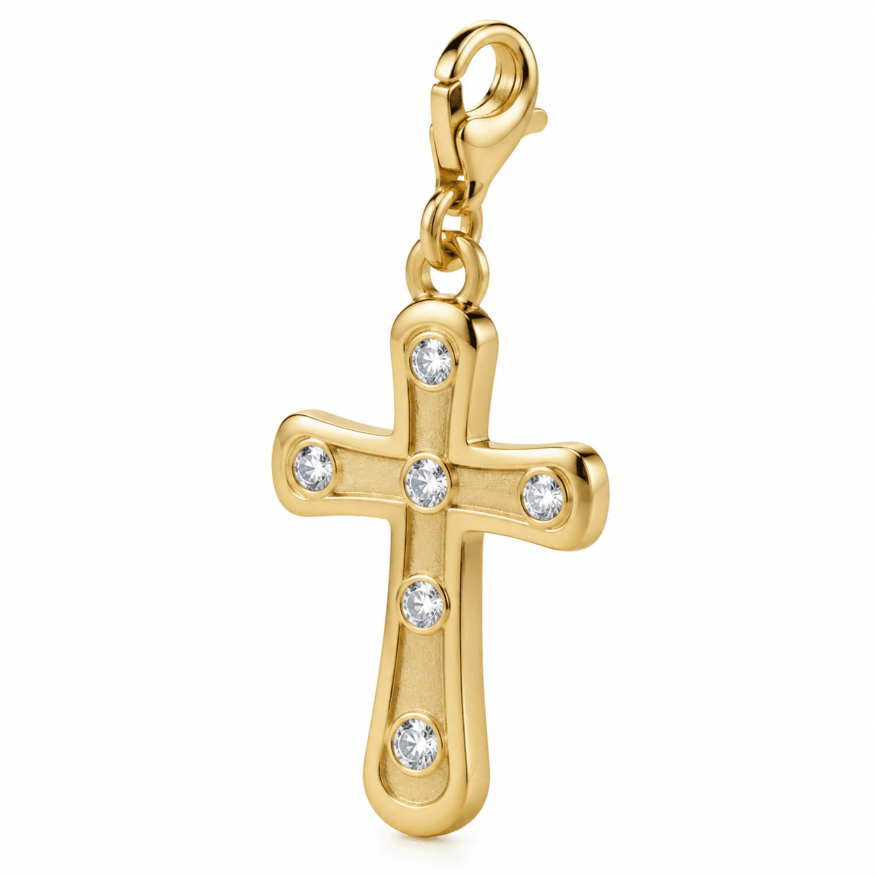 Midnight Halo Cross Charm 316L Gold (Black Micro-Pave)