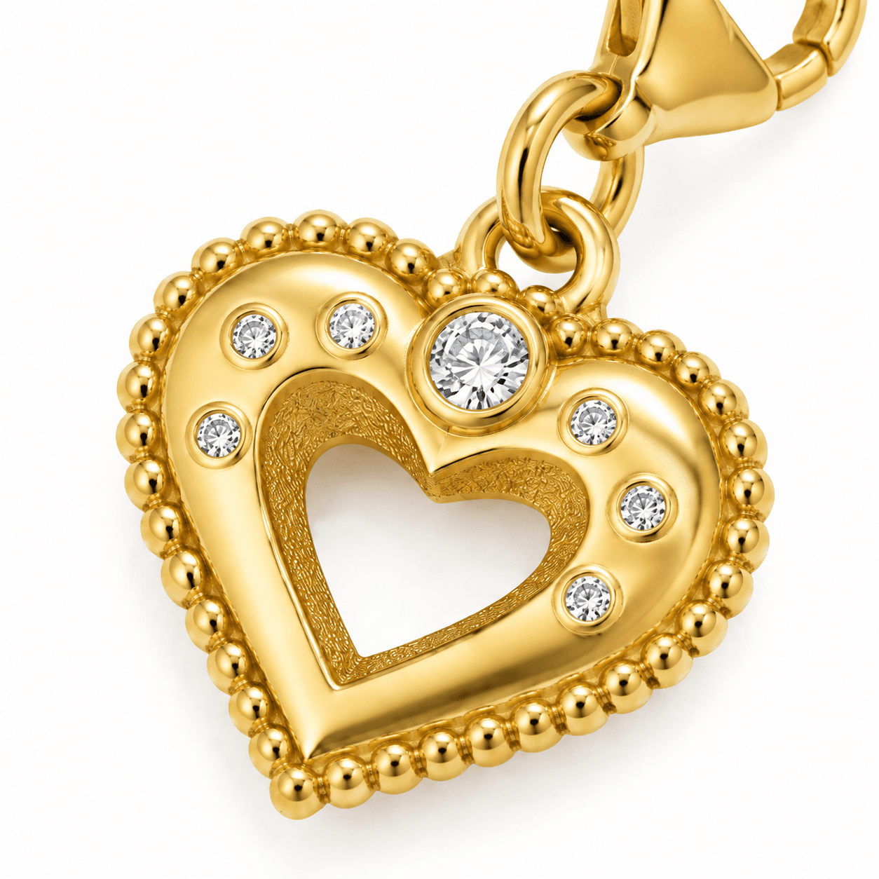 Pulse Heart Charm Window (Gold) 316L Heart Charm 3