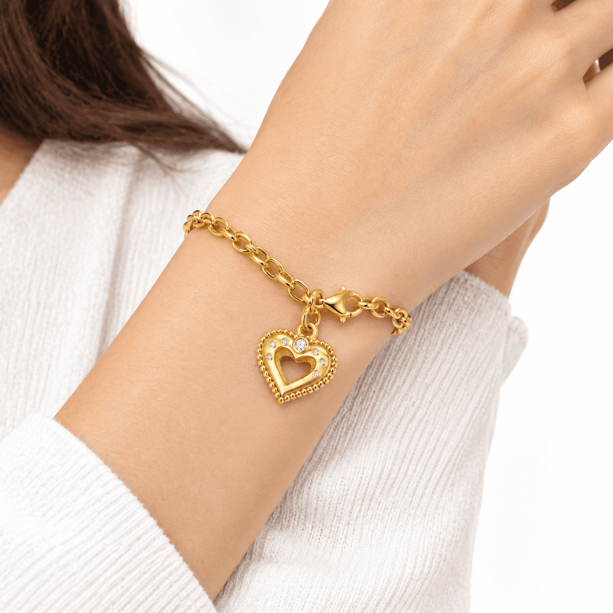 Pulse Heart Charm Window (Gold) 316L Heart Charm 5