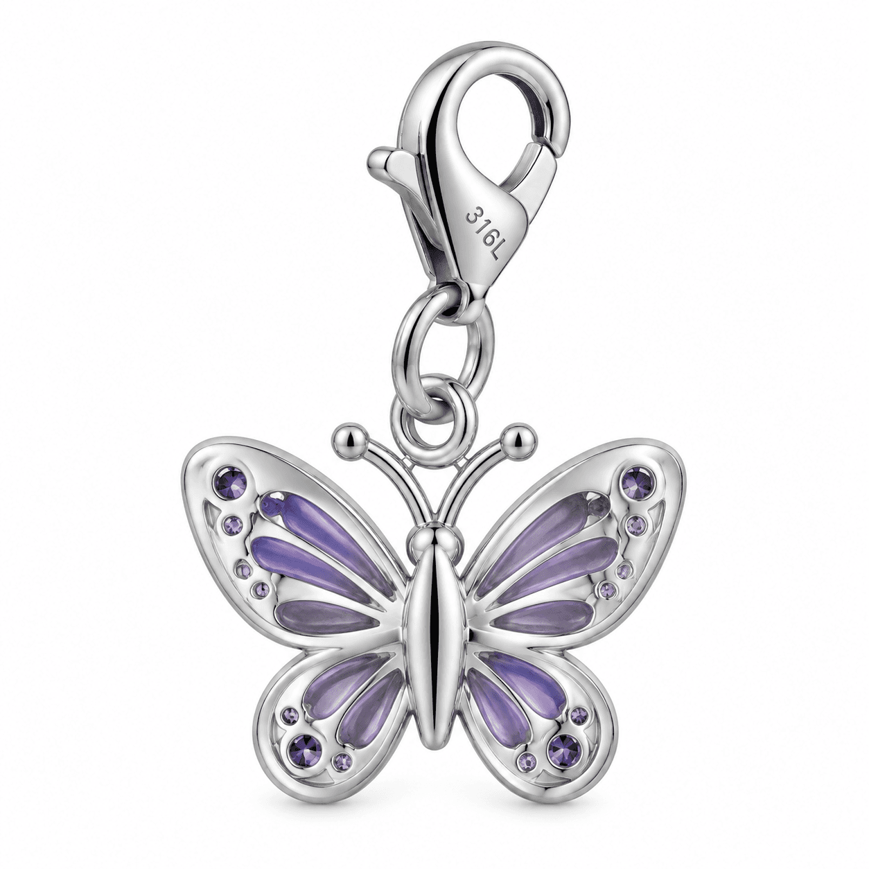 Amethyst Flutterwing Dream 316L Stainless Steel Charm 4