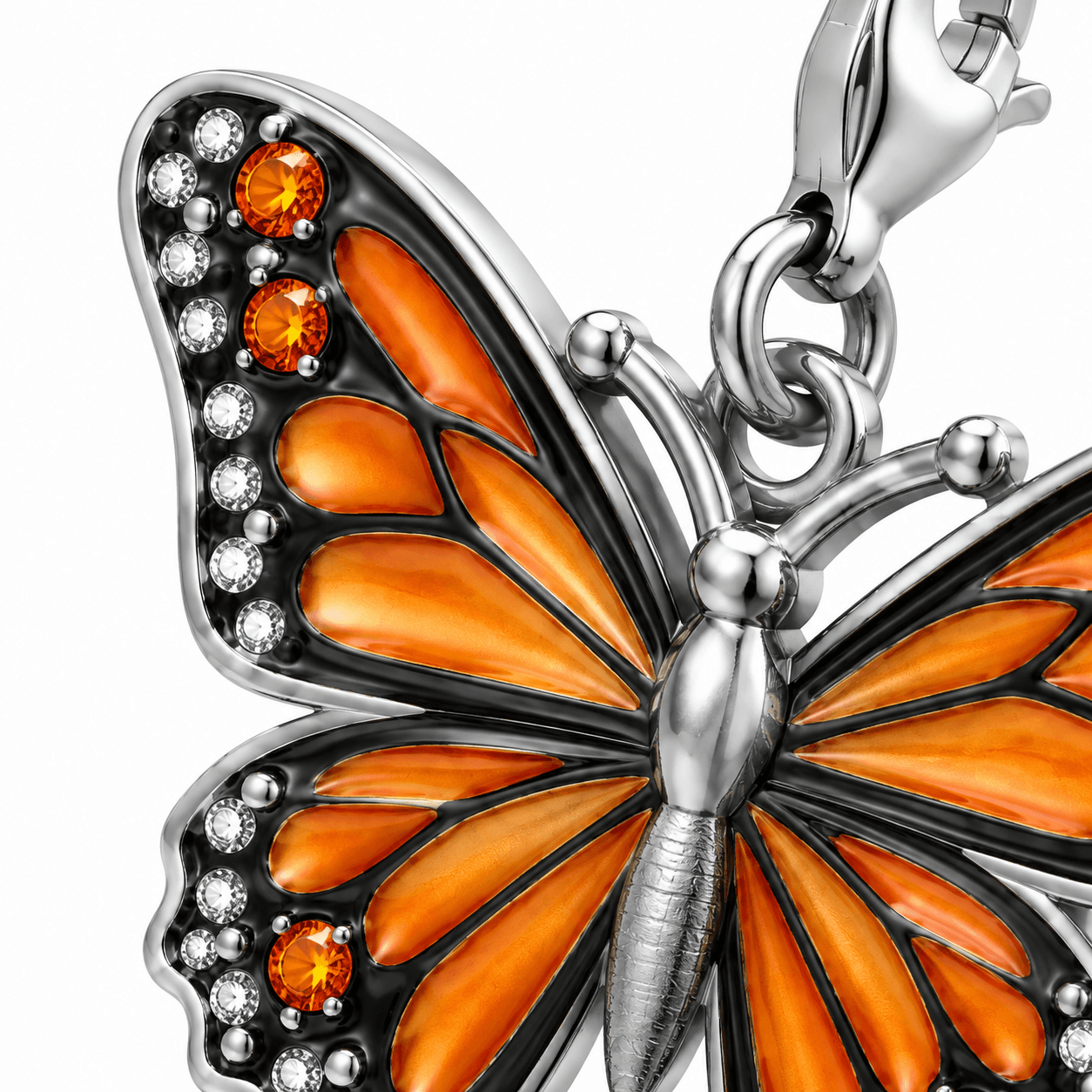 Royal Monarch Butterfly Mirror Charm 316L Stainless Steel 3