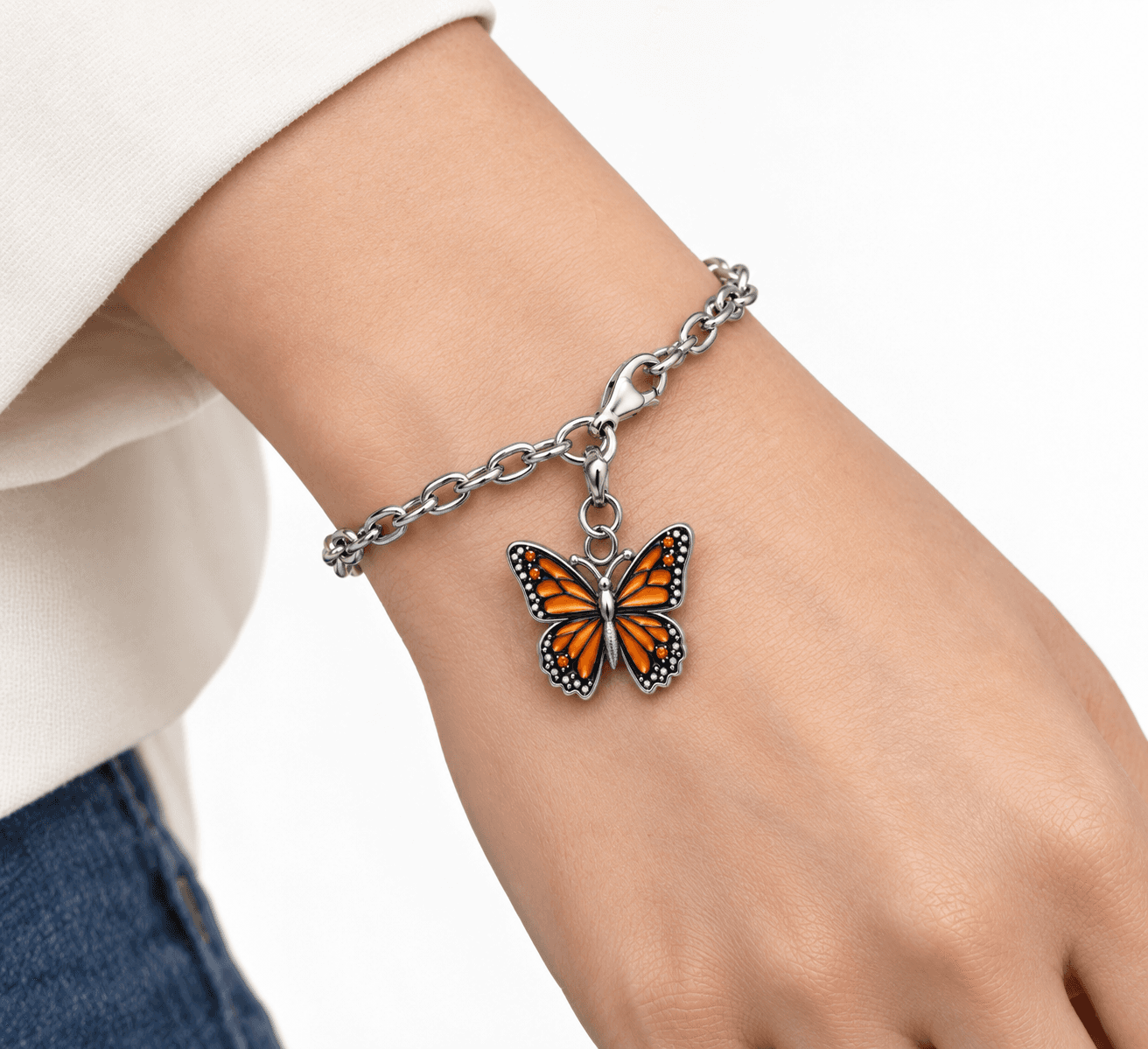Royal Monarch Butterfly Mirror Charm 316L Stainless Steel 5