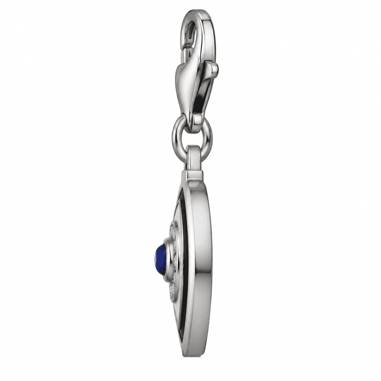 Nocturne Teardrop Evil Eye 316L Charm, IP Black Moonstone-Blue 2