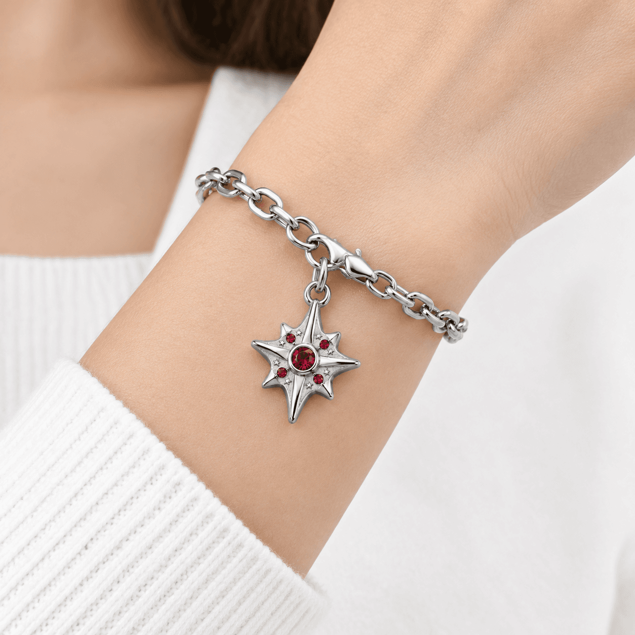 Ruby Orbit Six-Point Star Charm Trio 5