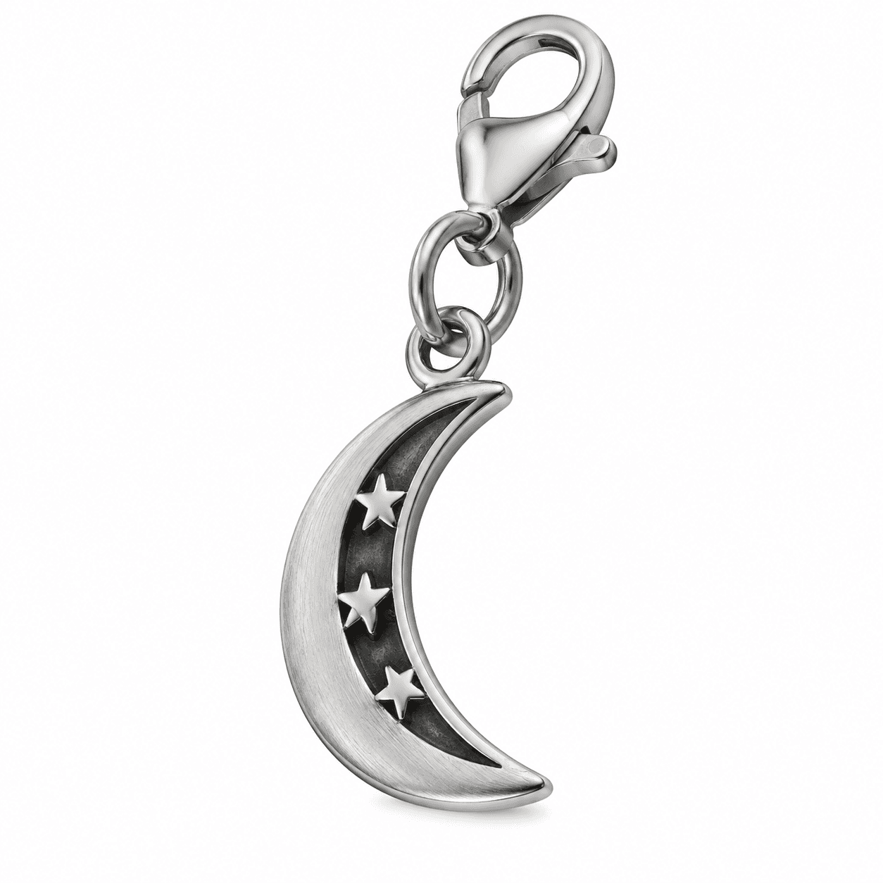 Tidal Eclipse Silver Moonstone Crescent Charm
