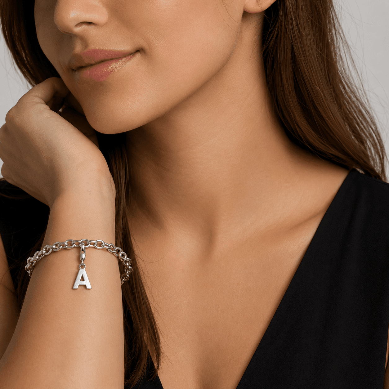 VectorCut Parallelogram Initial Charm - Two-Tone 316L 5
