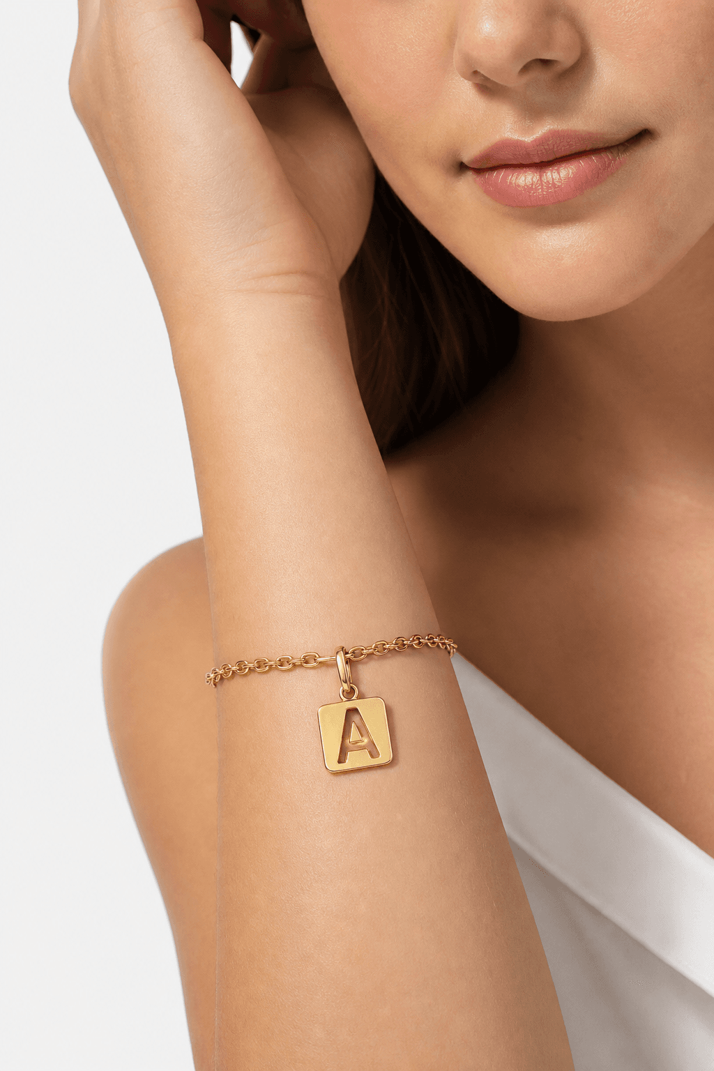Gold Letter Glyph Circle Charm 5