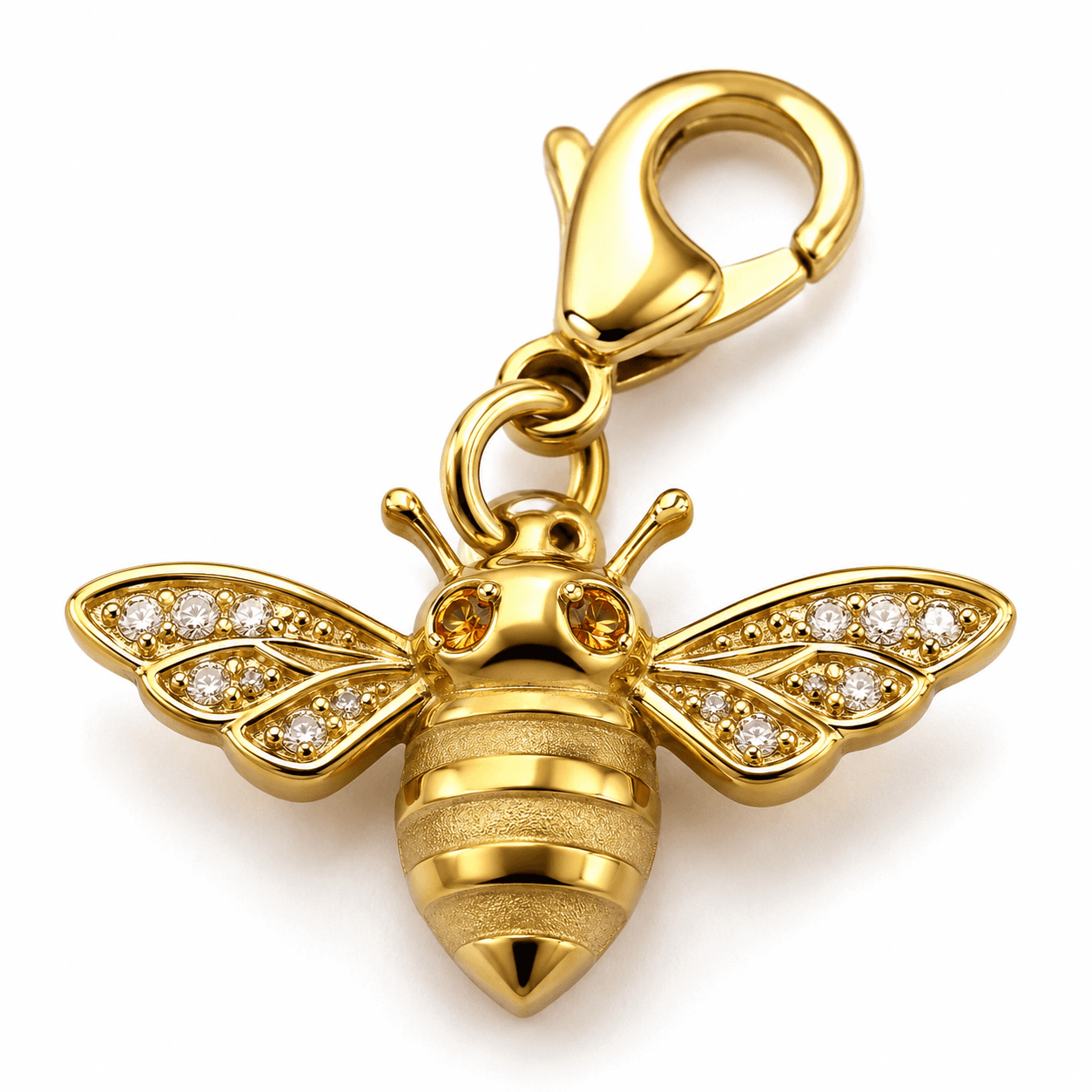 HexaHoney Bee Charm — Champagne Gold 316L Stainless Steel 3