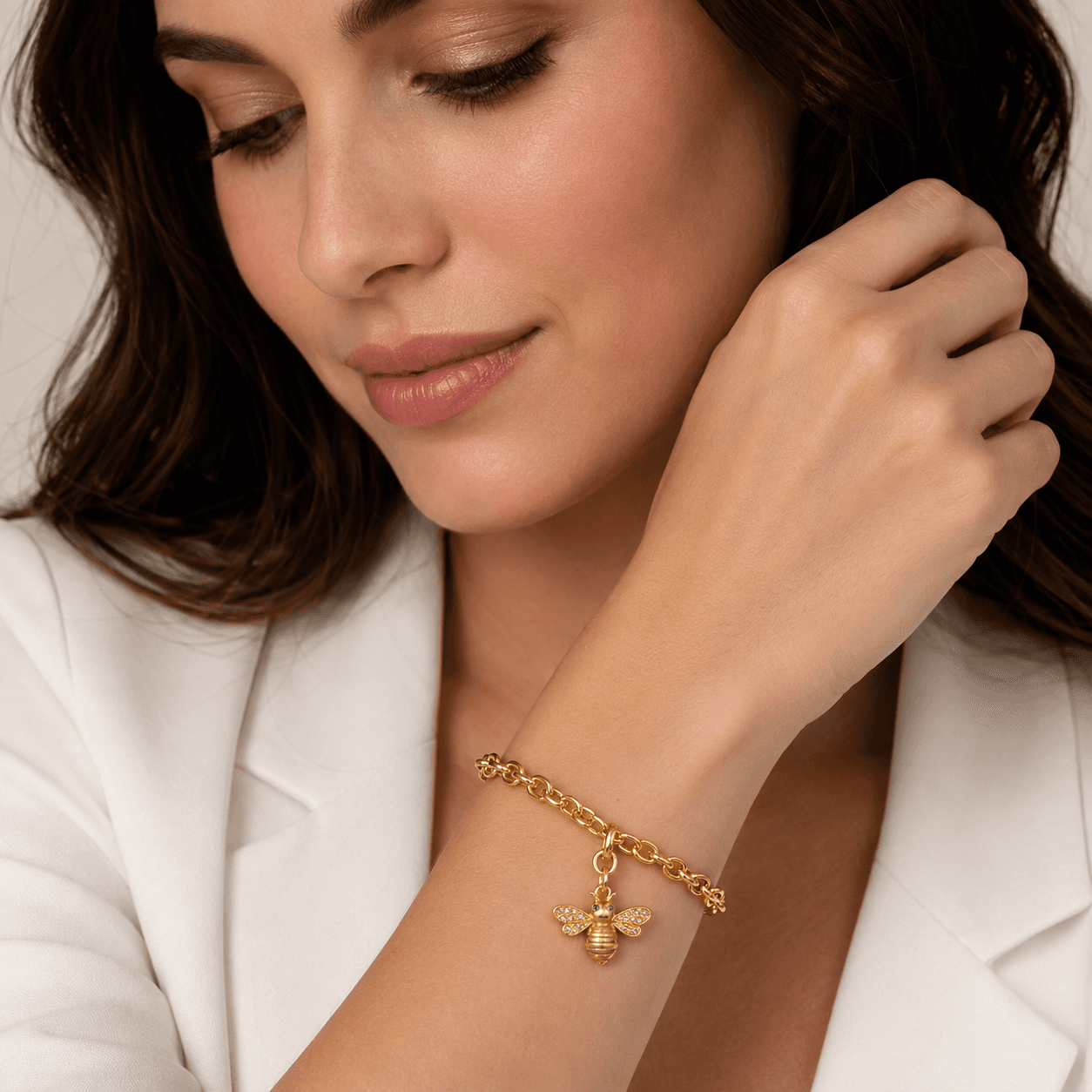 HexaHoney Bee Charm — Champagne Gold 316L Stainless Steel 5