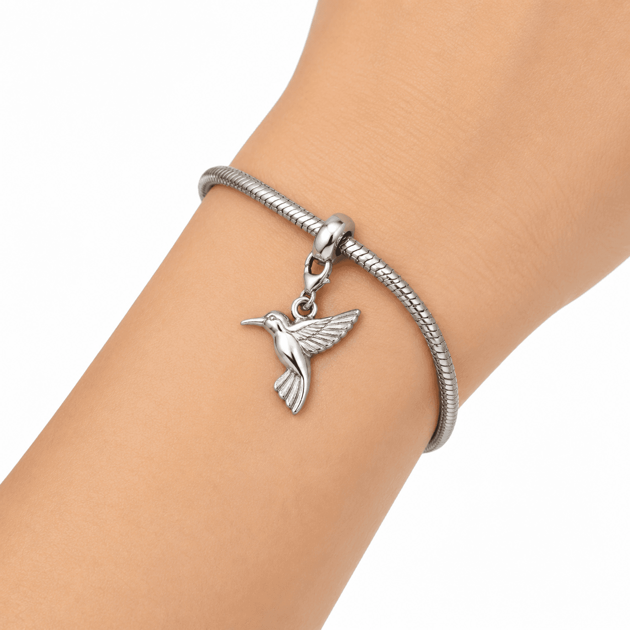 Hummingbird Mirage Bloom Charm - 316L Stainless Steel 5