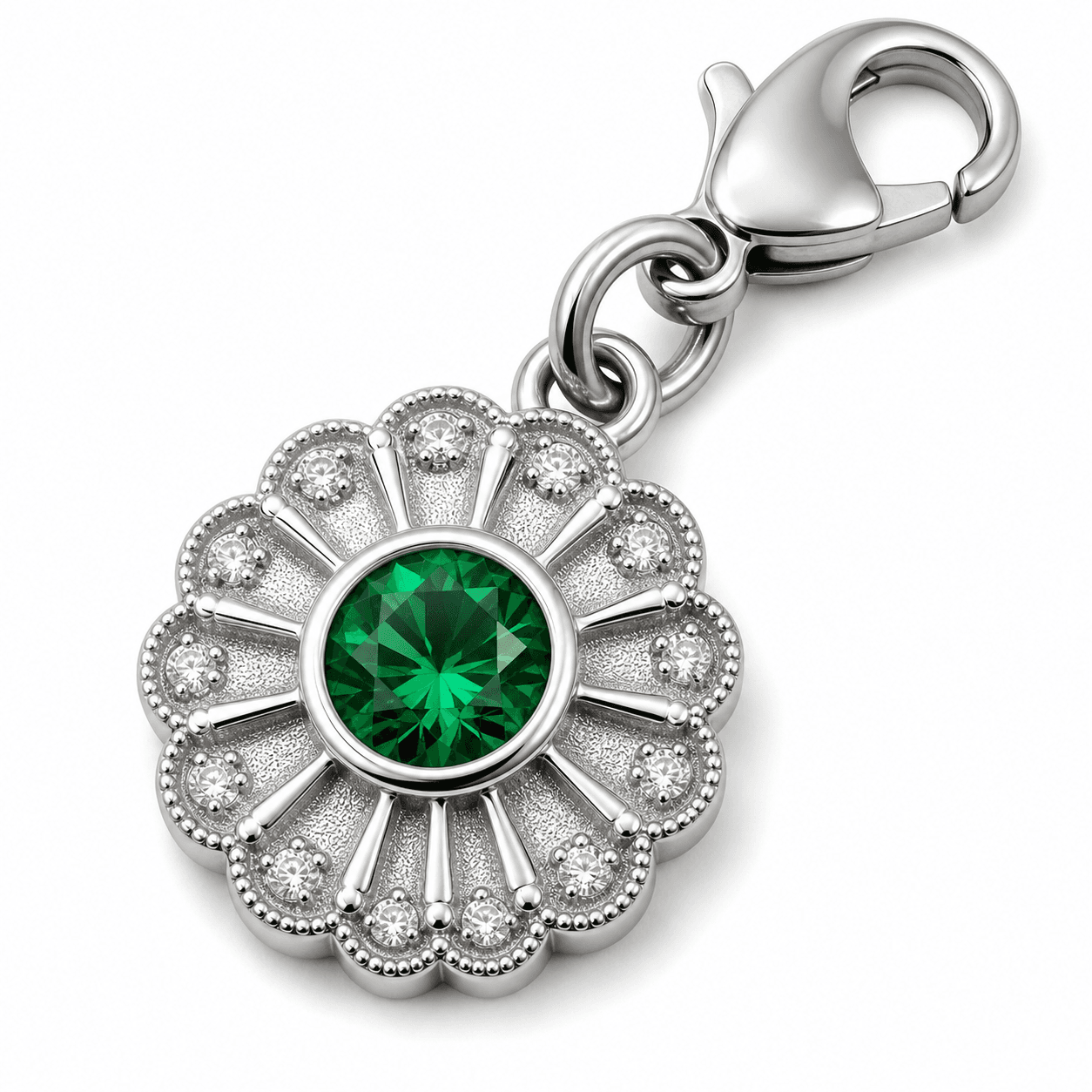 Aurora Spiral Birthstone Charm – PVD Blue 316L Stainless Steel 3
