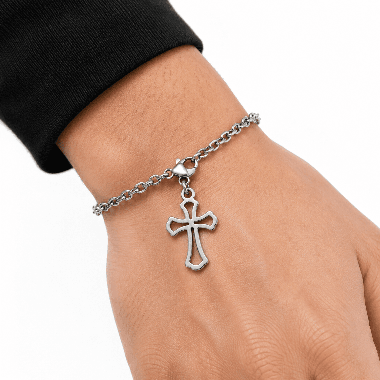 Dual-Tone Halo Cross Charm 5