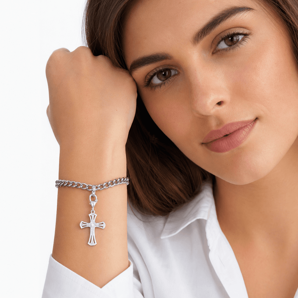 FaithMatrix Cross 316L Stainless Steel Charm - Two-Tone 5