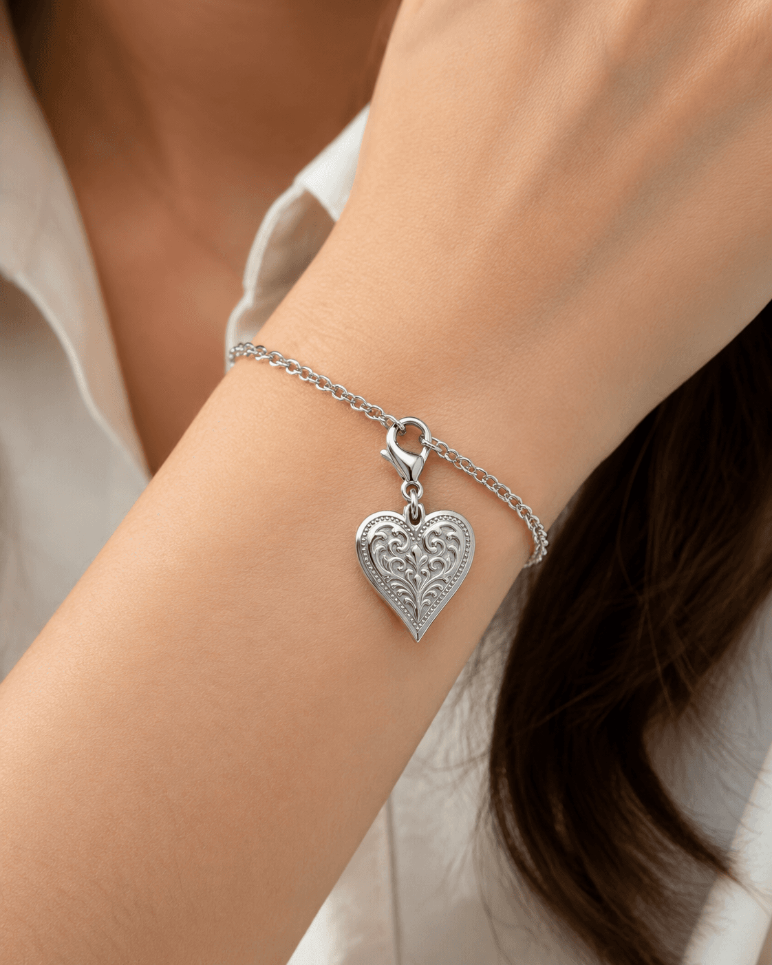 Circle of Hearts Engraved Circle Charm 5