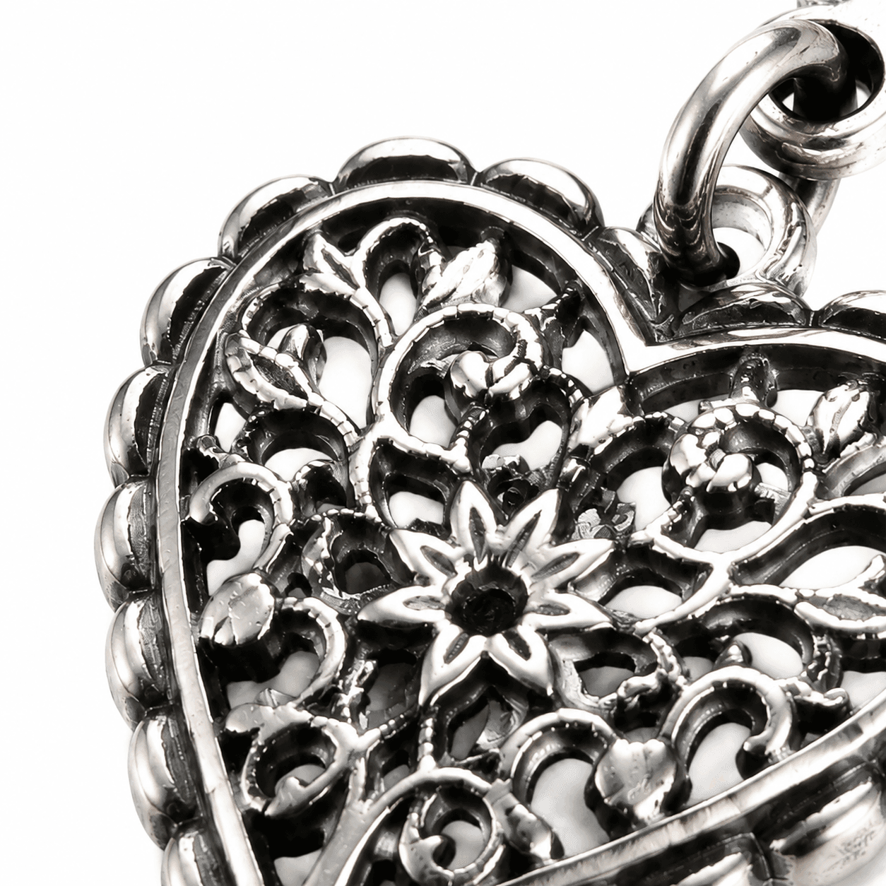 Rose Silhouette Vintage Charm - Antique Blackened 316L Steel 3