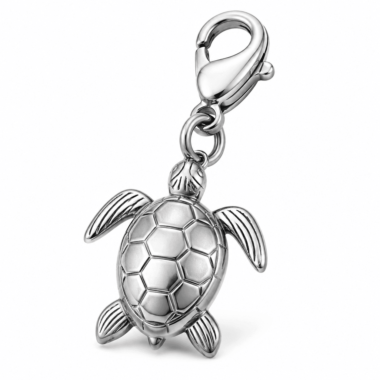 Tide Mosaic Turtle Charm – 316L Stainless Steel PVD Blue with Seafoam CZ