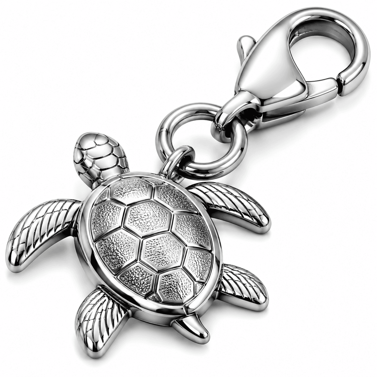 Tide Mosaic Turtle Charm – 316L Stainless Steel PVD Blue with Seafoam CZ 3