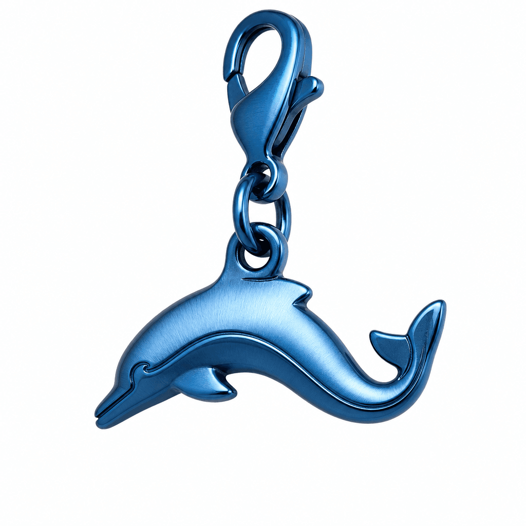 AquaLattice Wave Charm - 316L Stainless Steel with Blue PVD
