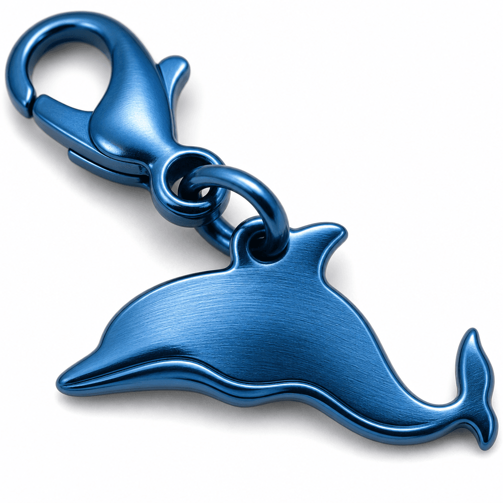 AquaLattice Wave Charm - 316L Stainless Steel with Blue PVD 3
