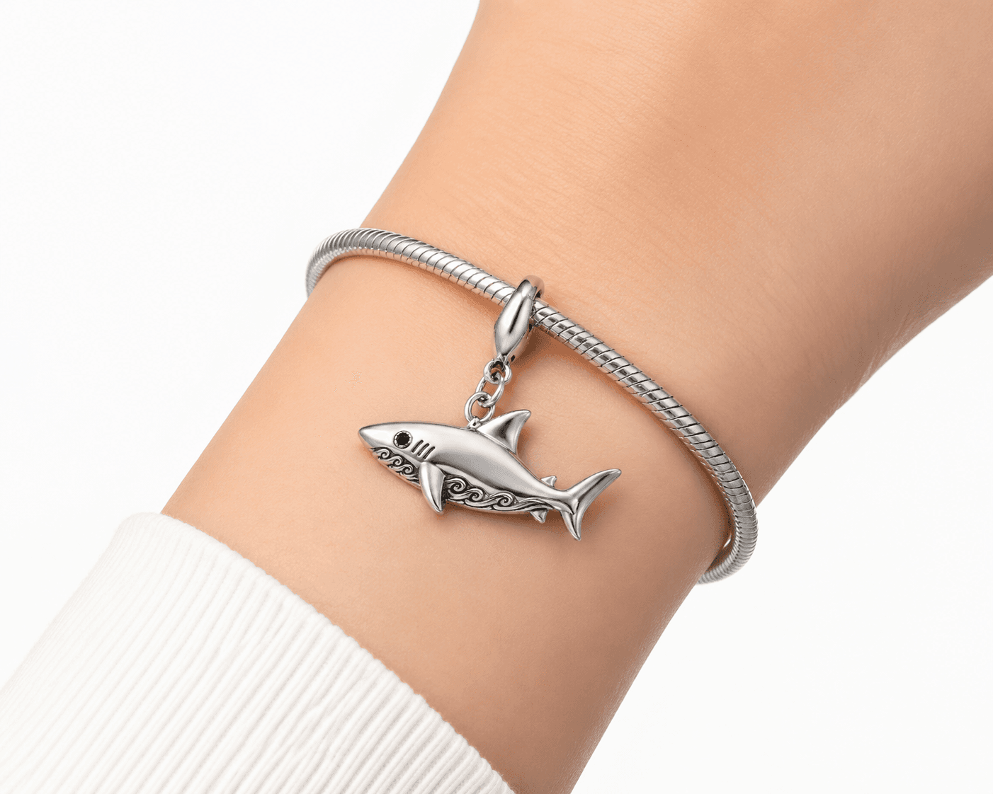 Blue Fin Laser Shark Charm - 316L Stainless Steel 5