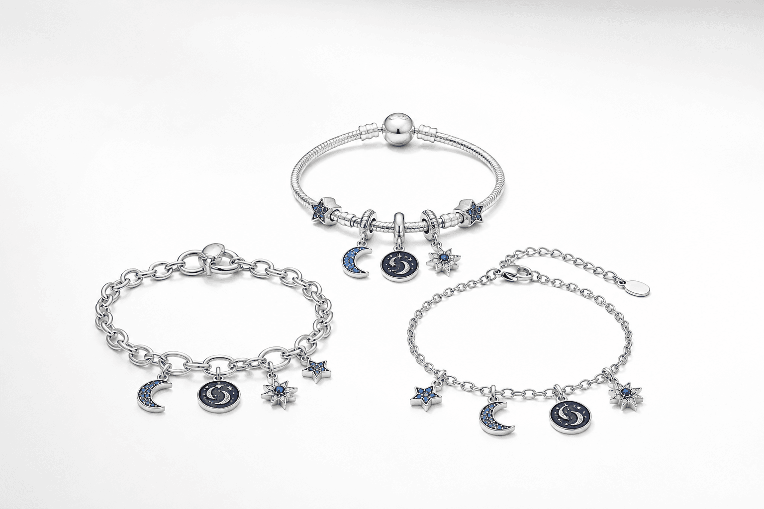 Moon and Stars Charm Bracelet Collection Hub Gift Shoppers