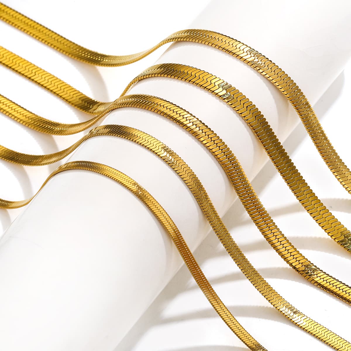 Stainless Steel Blade Snake Chain – Flat Herringbone Chain for DIY Jewelry