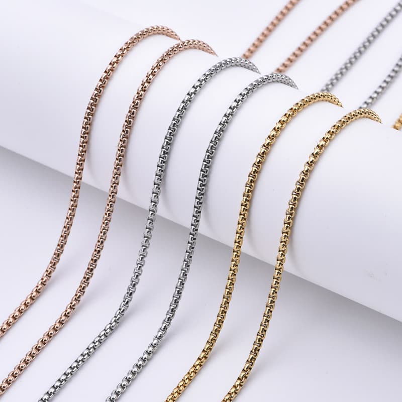 Stainless Steel Square Pearl Chain – Box Bead DIY Jewelry Chain