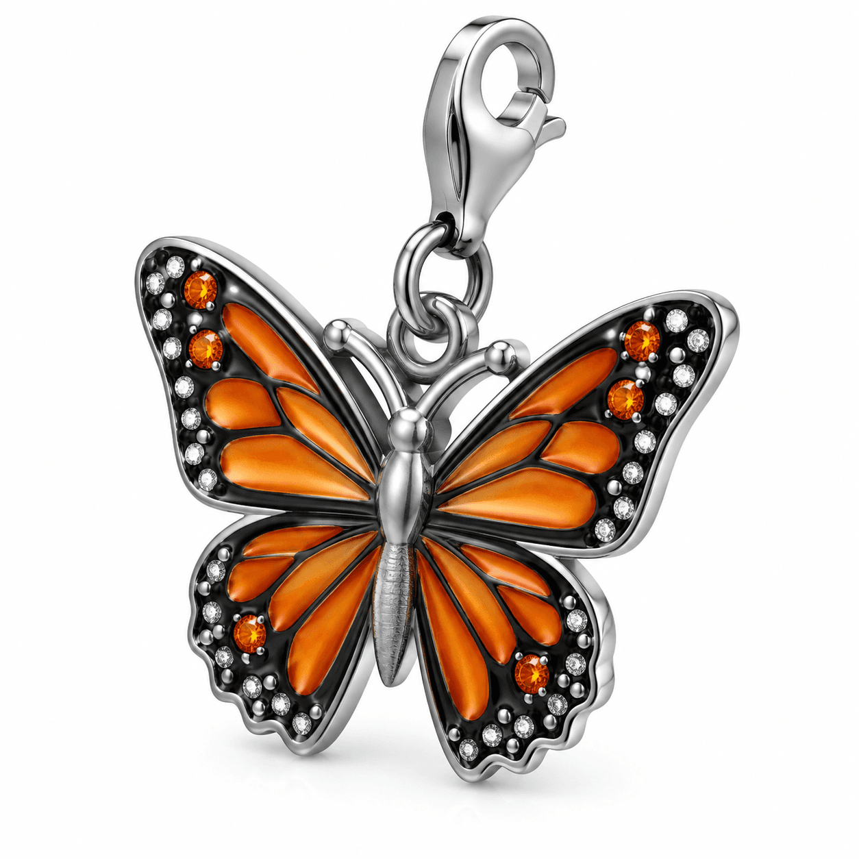 Royal Monarch Butterfly Mirror Charm 316L Stainless Steel