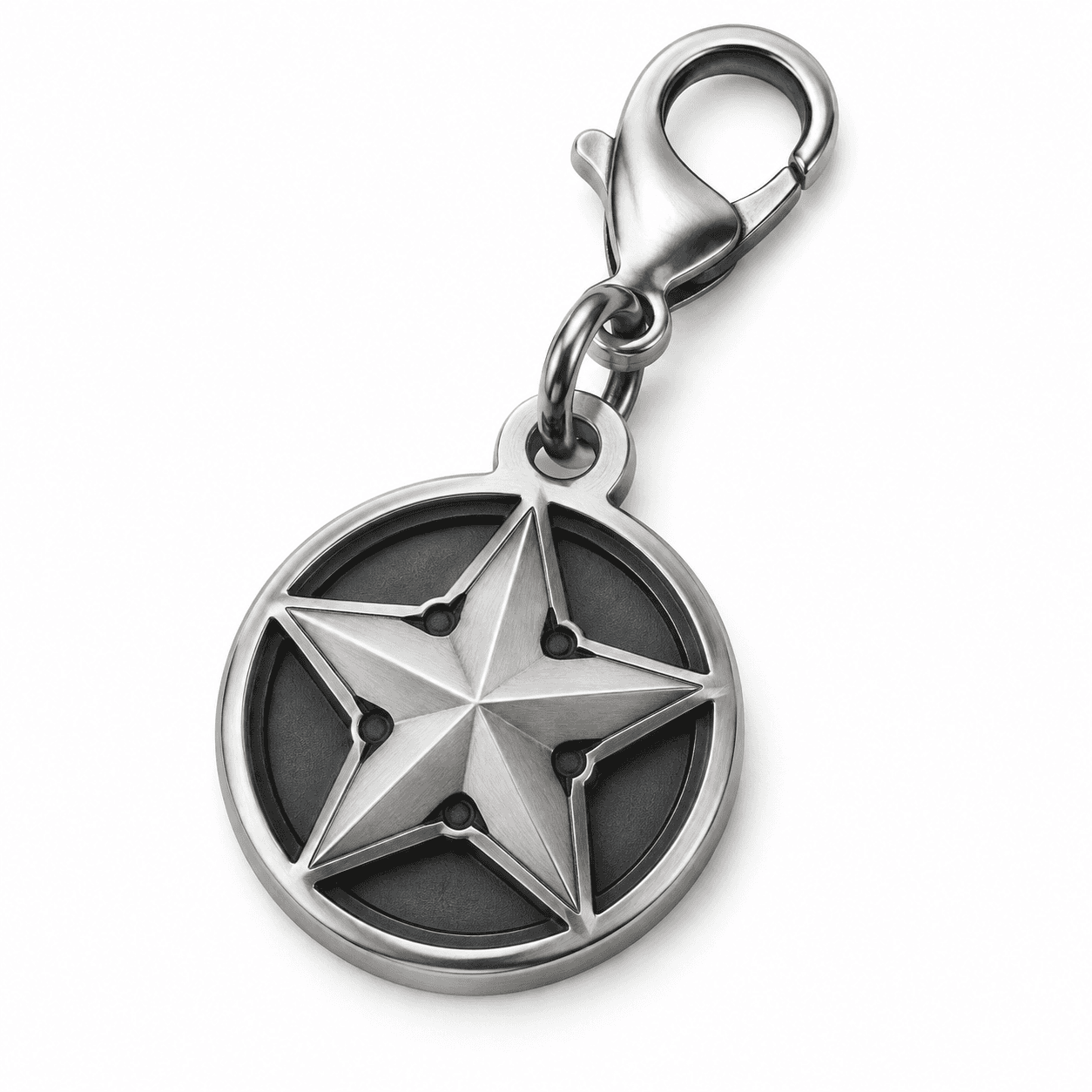 Laser Pentagram Ray-Glint 316L Stainless Steel Charm