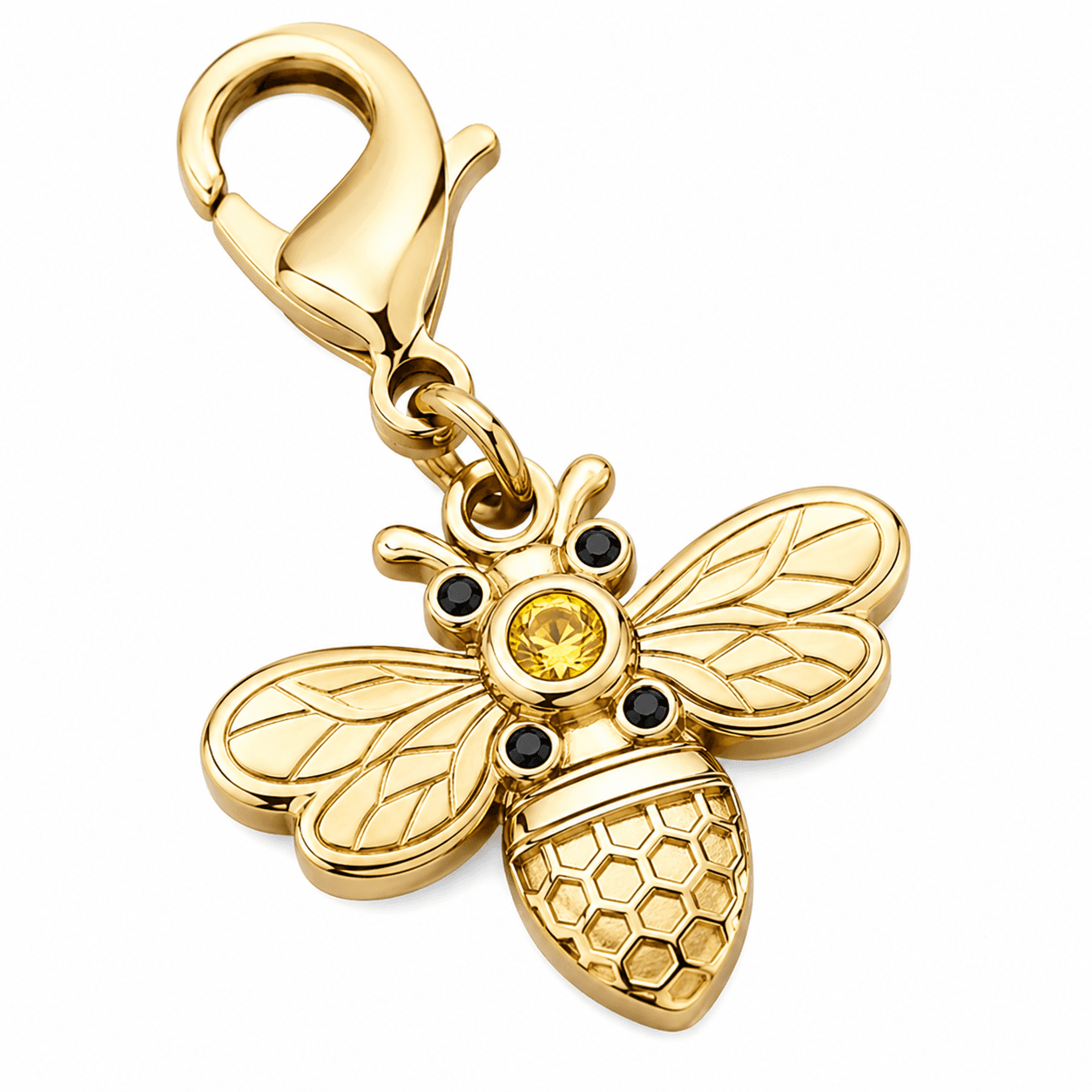 HexaBee Luxe Charm — Champagne Honeycomb 316L