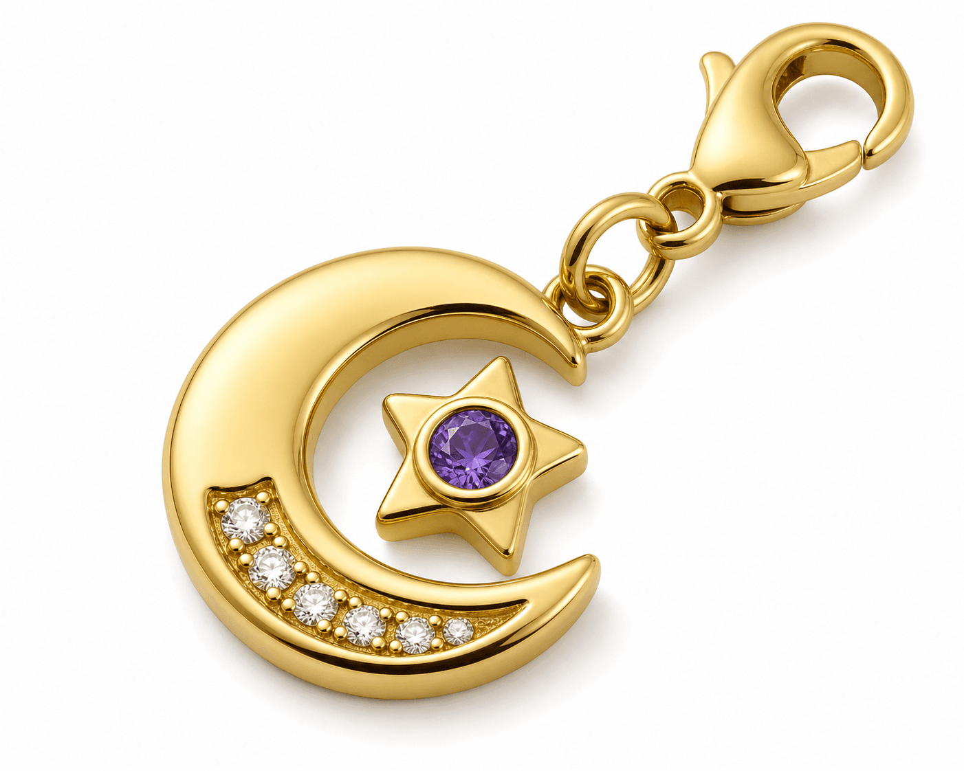 OrbitGlow Birthstone Galaxy Charm - PVD Blue 316L Stainless Steel