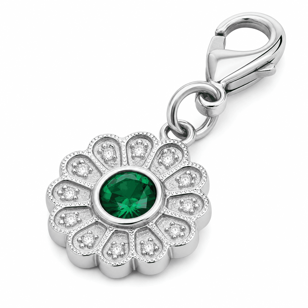 Aurora Spiral Birthstone Charm – PVD Blue 316L Stainless Steel