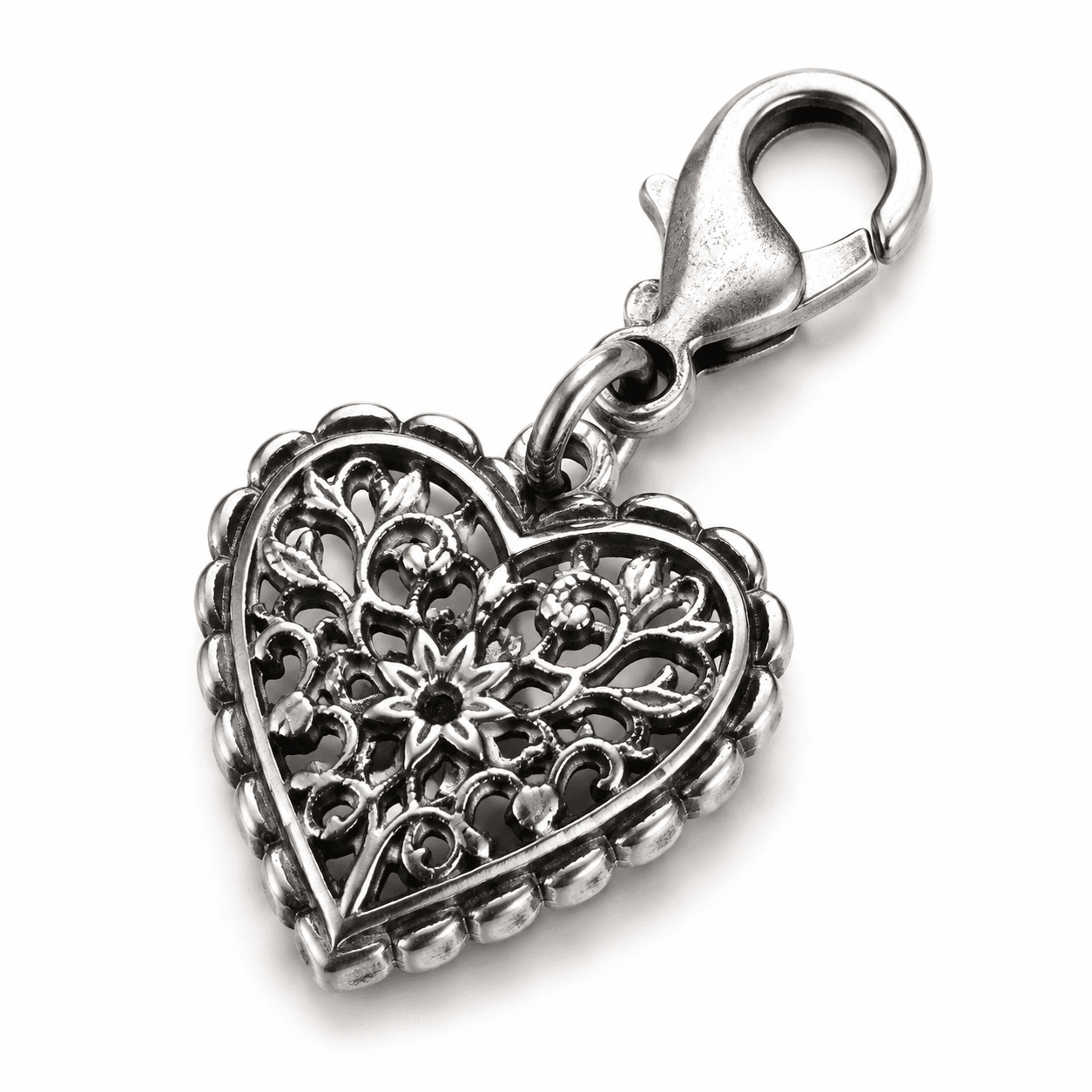 Rose Silhouette Vintage Charm - Antique Blackened 316L Steel