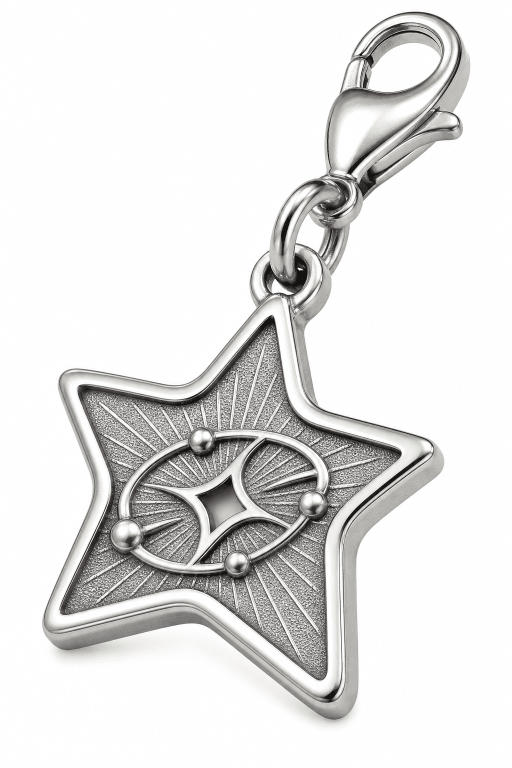 Nebula Glyph Circle Charm - 316L IP Black Hammered