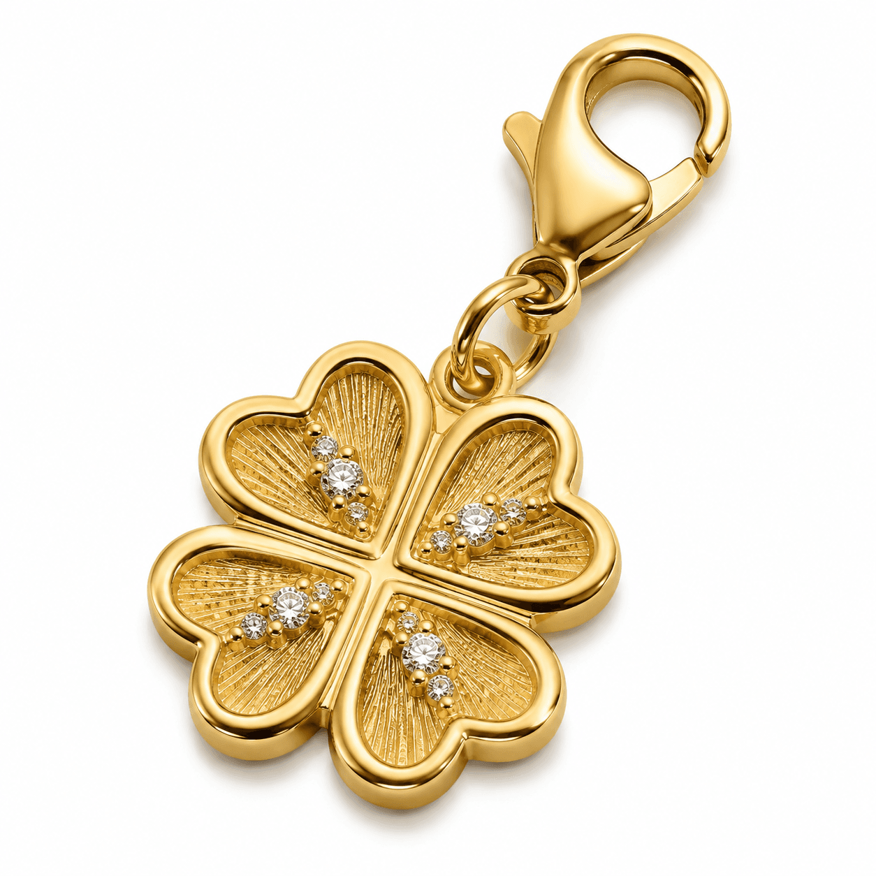 Golden Ginkgo Fortune Clover 316L Stainless Steel Charm