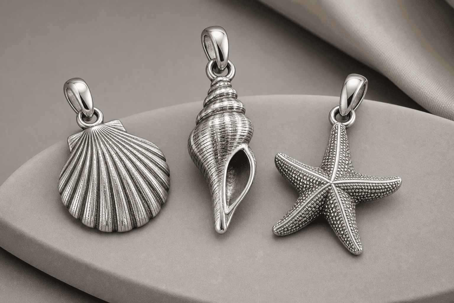 Deep Dive Ocean life stainless steel seashell charm 316L OEM