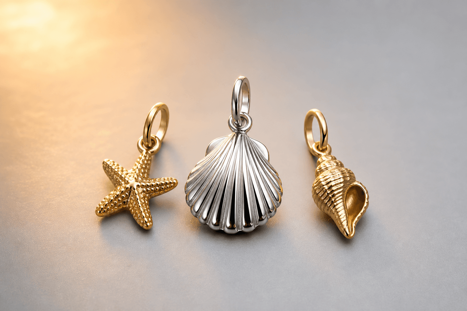 Ocean Life Stainless Steel Shell Charm Wholesale 316L PVD