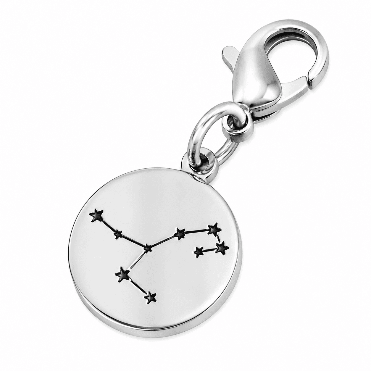 Gunmetal Zodiac Compass Disc Moonstone Constellation Charm