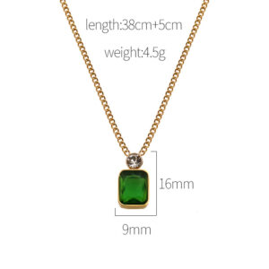 Rectangular Green Zircon Pendant Necklace - Image 5