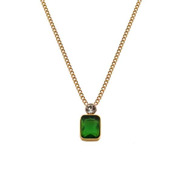 Rectangular Green Zircon Pendant Necklace